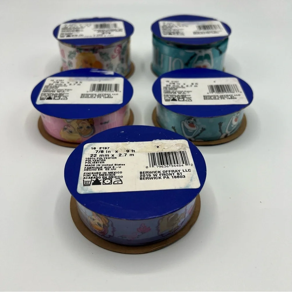 NWT Disney Frozen Ribbon Lot of 5 Olaf Anna Elsa‎ Craft Gift Wrap 7/8